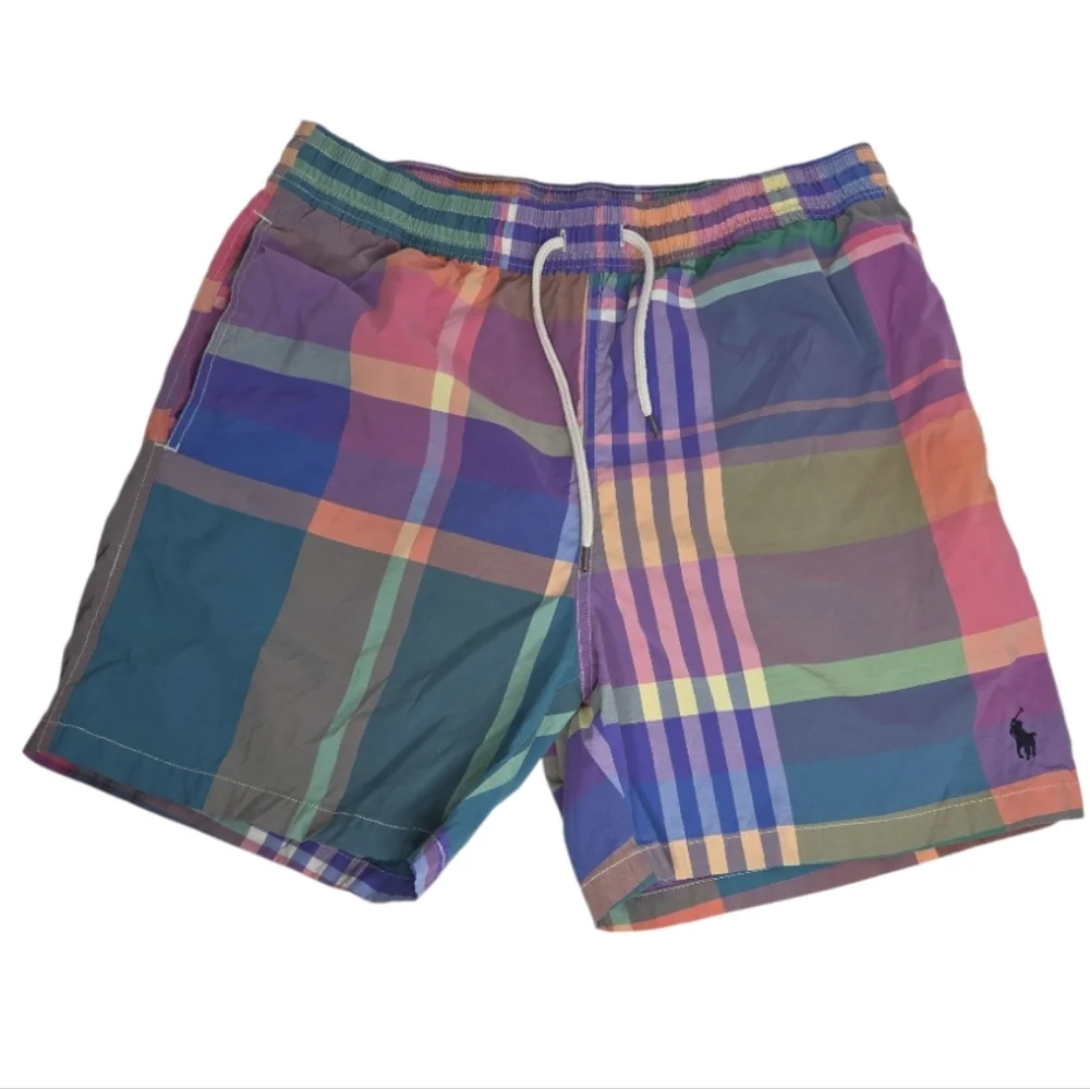 Ralph Lauren Men's Classic Plaid Swim Trunks Size Large